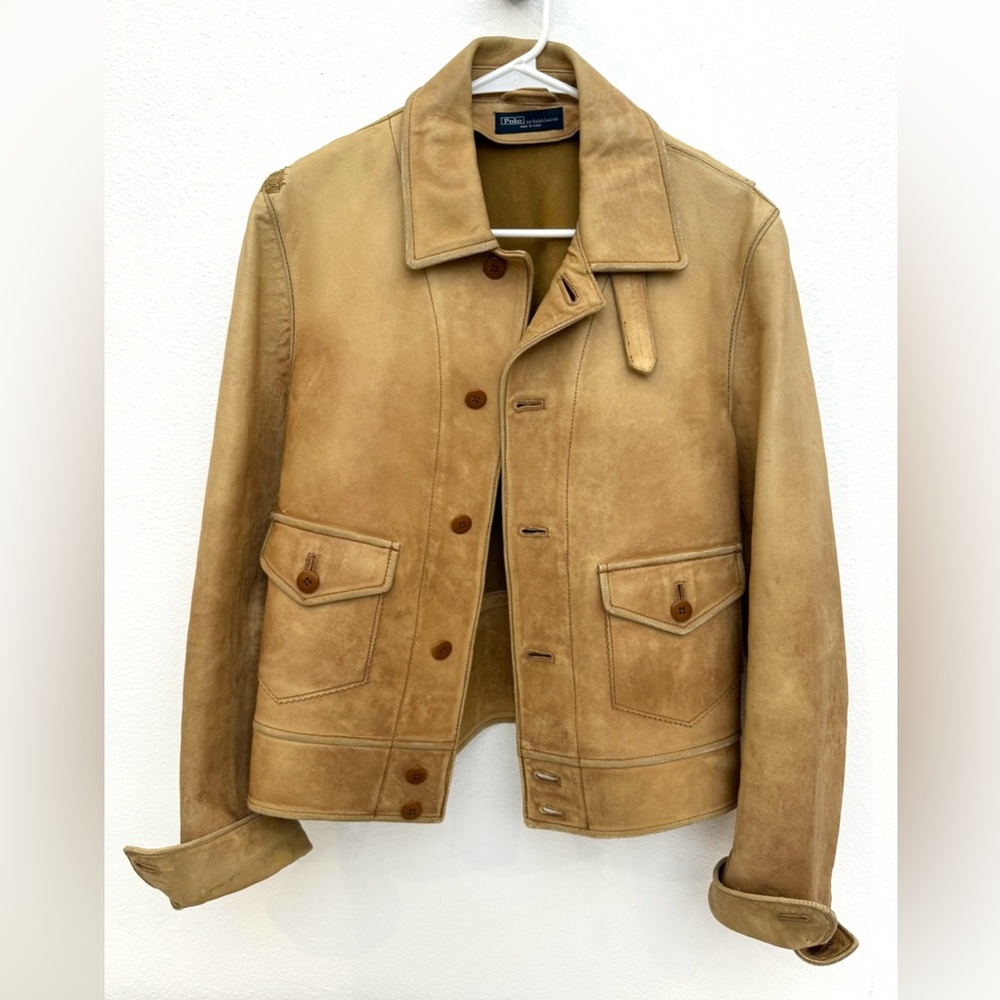 🔴SOLD🔴 Vintage distressed leather Polo Ralph Lauren repro A-1 flight jacket - Picture 1 of 15